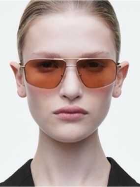 NWT Cos X Linda Farrow Gold-Frame Sunglasses with Brown Lenses